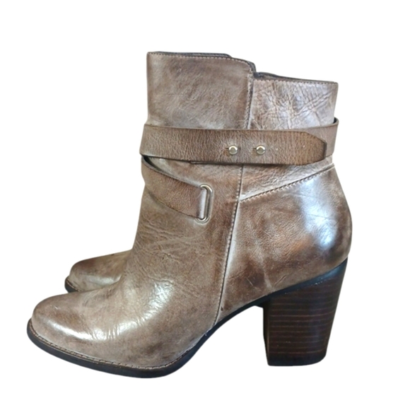 Arturo Chang Burnished Leather Block Heeled Boots Belted Ankle Boot size 8.5 - Picture 6 of 12
